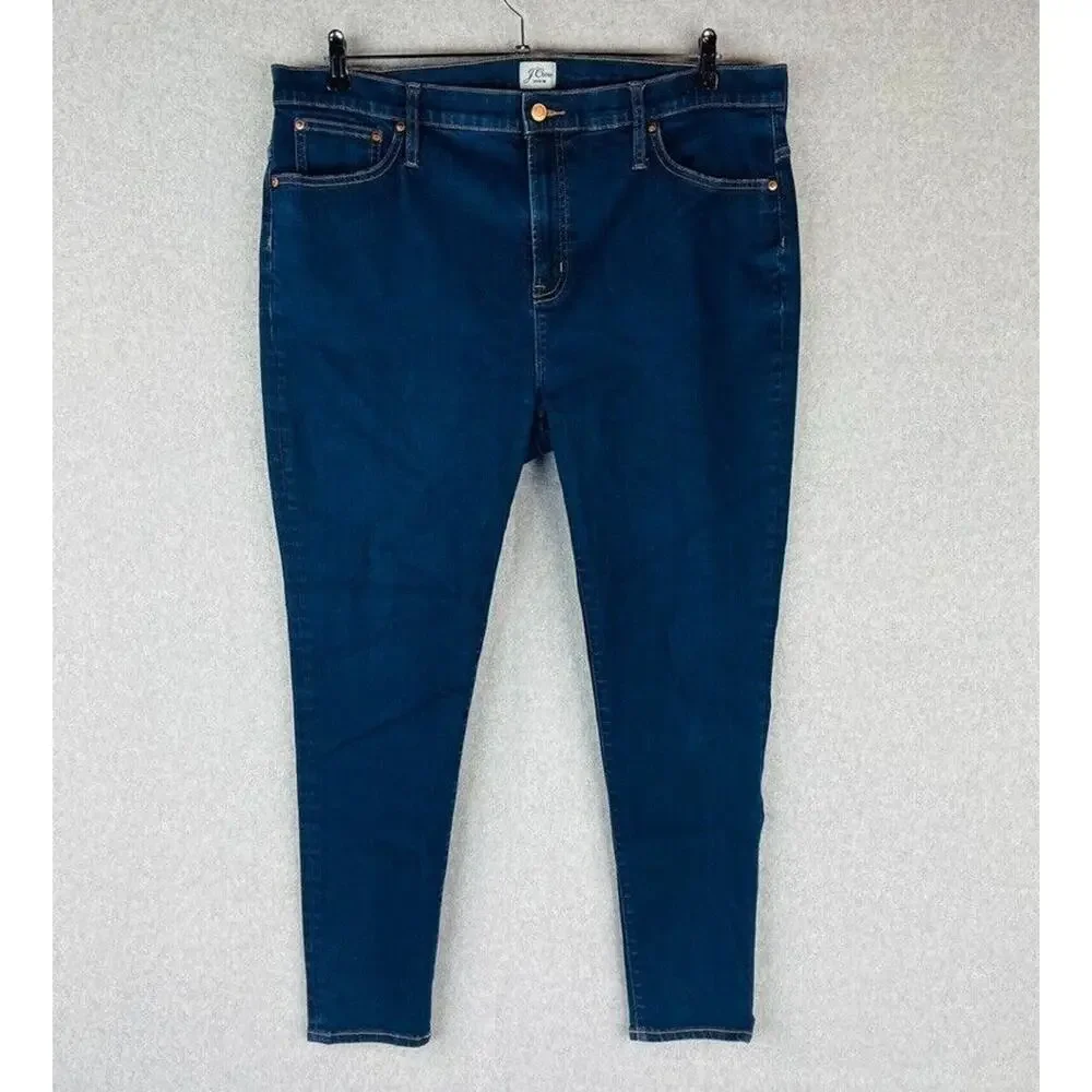J. Crew Womans Sz 20 Jeans High Rise Toothpick Skinny Jeans Blue Stretch Pockets